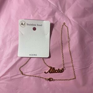 Alicia name Gold Stainless Steel Necklace